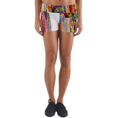 African Fabrics Fabrics Of Africa Front Fabrics Of Africa Back Yoga Shorts