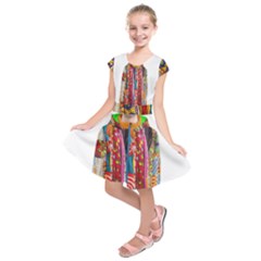 African Fabrics Fabrics Of Africa Front Fabrics Of Africa Back Kids  Short Sleeve Dress