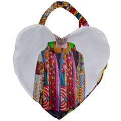 African Fabrics Fabrics Of Africa Front Fabrics Of Africa Back Giant Heart Shaped Tote by dlmcguirt