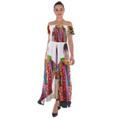 African Fabrics Fabrics Of Africa Front Fabrics Of Africa Back Off Shoulder Open Front Chiffon Dress