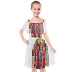 African Fabrics Fabrics Of Africa Front Fabrics Of Africa Back Kids  Cut Out Shoulders Chiffon Dress by dlmcguirt