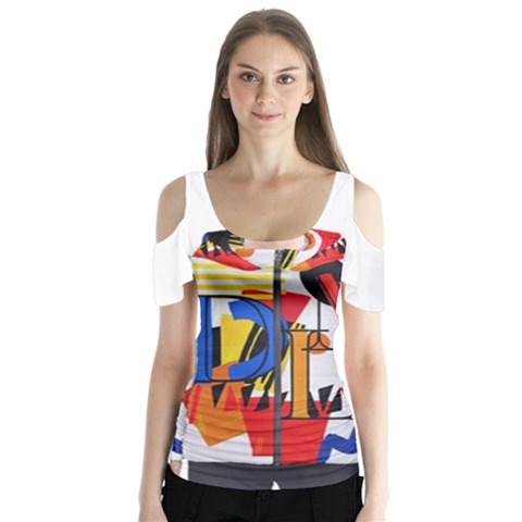 Dlm Front Dlm Back Butterfly Sleeve Cutout Tee  by dlmcguirt