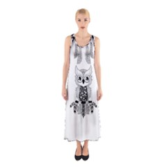 Cute Little Mandala Owl Sleeveless Maxi Dress by FantasyWorld7