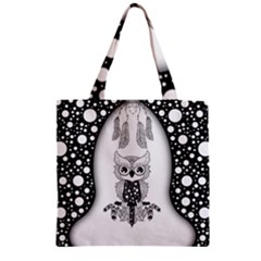 Cute Little Mandala Owl Zipper Grocery Tote Bag by FantasyWorld7