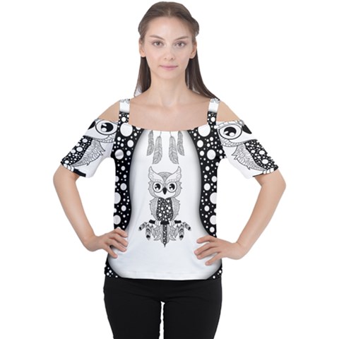 Cute Little Mandala Owl Cutout Shoulder Tee by FantasyWorld7