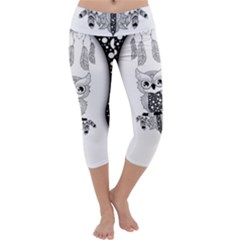 Cute Little Mandala Owl Capri Yoga Leggings by FantasyWorld7