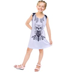 Cute Little Mandala Owl Kids  Tunic Dress by FantasyWorld7