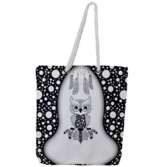 Cute Little Mandala Owl Full Print Rope Handle Tote (large) by FantasyWorld7