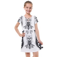 Cute Little Mandala Owl Kids  Cross Web Dress by FantasyWorld7