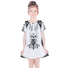 Cute Little Mandala Owl Kids  Simple Cotton Dress by FantasyWorld7