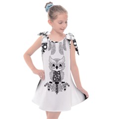 Cute Little Mandala Owl Kids  Tie Up Tunic Dress by FantasyWorld7