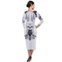 Cute Little Mandala Owl Quarter Sleeve Midi Velour Bodycon Dress View2