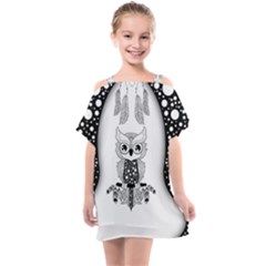 Cute Little Mandala Owl Kids  One Piece Chiffon Dress by FantasyWorld7