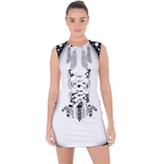 Cute Little Mandala Owl Lace Up Front Bodycon Dress