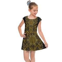 Stars For A Cool Medieval Golden Star Kids  Cap Sleeve Dress by pepitasart