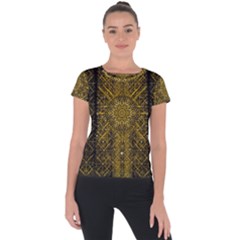 Stars For A Cool Medieval Golden Star Short Sleeve Sports Top  by pepitasart