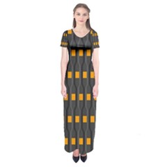 Pattern Illustrations Plaid Short Sleeve Maxi Dress