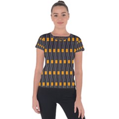 Pattern Illustrations Plaid Short Sleeve Sports Top 