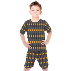 Pattern Illustrations Plaid Kids  Tee And Shorts Set by HermanTelo