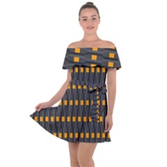 Pattern Illustrations Plaid Off Shoulder Velour Dress