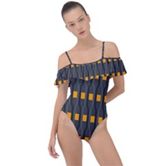 Pattern Illustrations Plaid Frill Detail One Piece Swimsuit