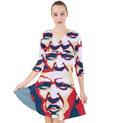 Trump pop art Quarter Sleeve Front Wrap Dress