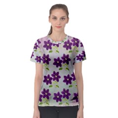 Purple Flower Women s Sport Mesh Tee