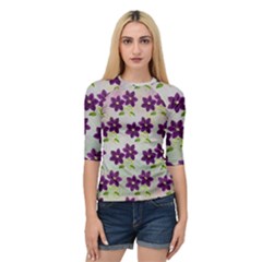 Purple Flower Quarter Sleeve Raglan Tee