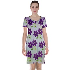 Purple Flower Short Sleeve Nightdress