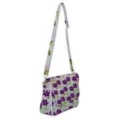 Purple Flower Shoulder Bag With Back Zipper