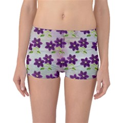 Purple Flower Boyleg Bikini Bottoms by HermanTelo