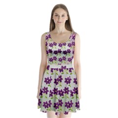 Purple Flower Split Back Mini Dress 