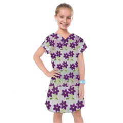 Purple Flower Kids  Drop Waist Dress by HermanTelo