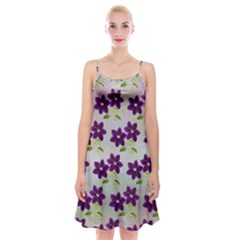 Purple Flower Spaghetti Strap Velvet Dress by HermanTelo