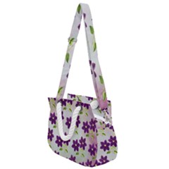 Purple Flower Rope Handles Shoulder Strap Bag by HermanTelo