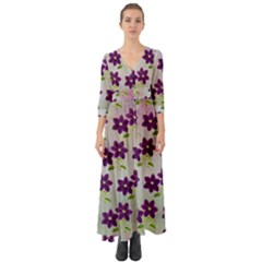 Purple Flower Button Up Boho Maxi Dress