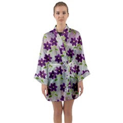 Purple Flower Long Sleeve Satin Kimono by HermanTelo