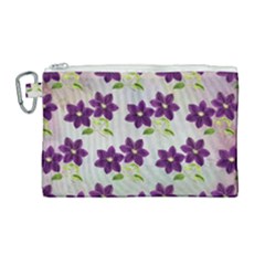 Purple Flower Canvas Cosmetic Bag (large)