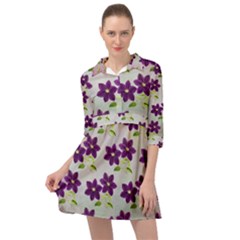 Purple Flower Mini Skater Shirt Dress