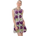 Purple Flower Sleeveless Shirt Dress View1