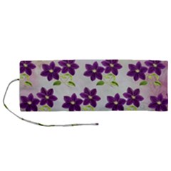 Purple Flower Roll Up Canvas Pencil Holder (m) by HermanTelo