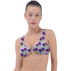 Purple Flower Ring Detail Bikini Top