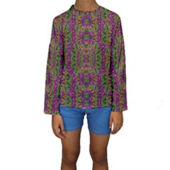 Peacock Lace In The Nature Kids  Long Sleeve Swimwear by pepitasart