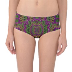 Peacock Lace In The Nature Mid-waist Bikini Bottoms by pepitasart