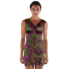 Peacock Lace In The Nature Wrap Front Bodycon Dress by pepitasart