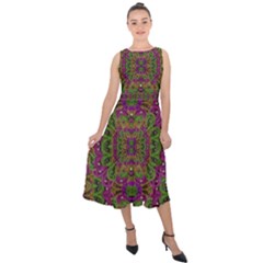 Peacock Lace In The Nature Midi Tie-back Chiffon Dress by pepitasart