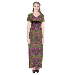 Peacock Lace In The Nature Short Sleeve Maxi Dress by pepitasart