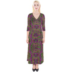 Peacock Lace In The Nature Quarter Sleeve Wrap Maxi Dress by pepitasart