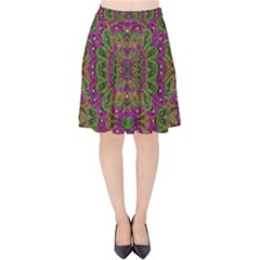 Peacock Lace In The Nature Velvet High Waist Skirt by pepitasart