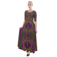 Peacock Lace In The Nature Half Sleeves Maxi Dress by pepitasart